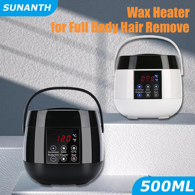 500Ml Wax Heater Machine for Hair Removal Wax Melting Warmer Pot with LCD Temperature Display Depilatory Waxing Beans Heater