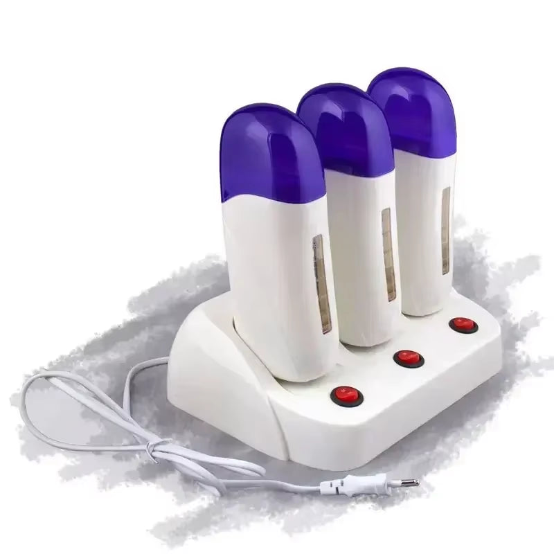 Depilatory Heater with Base Roll on Wax Heater Warmer Refillable Wax Cartridge Hair Removal Wax-Melt Machine Skin Care Tool