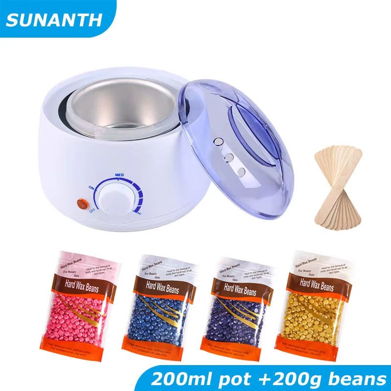 Wax Heater Warmer Machine for Hair Removal Depilation Wax Dipping Epilator Paraffin Pot and Wood Sticks Kit