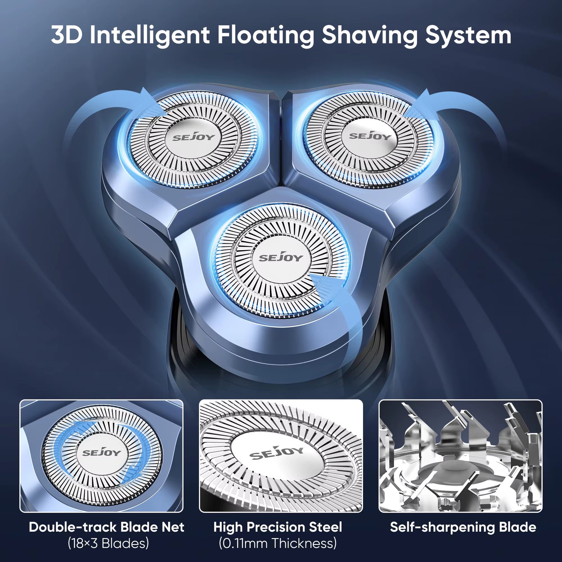 Rotary Electric Shaver Kit Rechargeable Multi-Function Beard Shaving Nose Hair Trimmer Three-Head Floating Razor