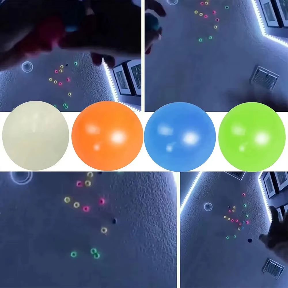 6Cm Luminous Sticky Ball Toys Glow in the Dark Sticky Dark Ceiling Wall Balls Decompression Squeeze Toy for Kids Adults Gifts