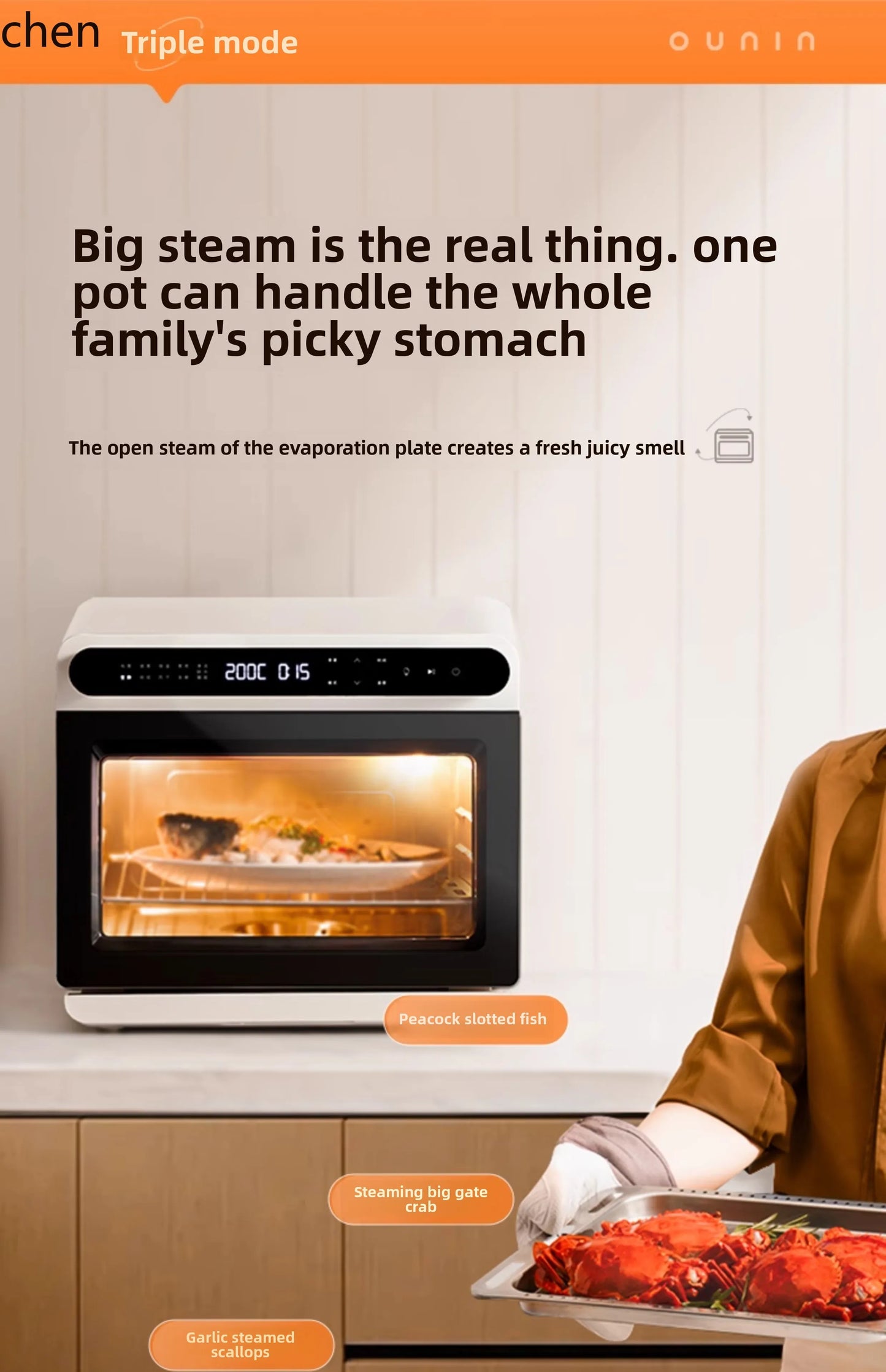 ZML steam oven baking electric oven household desktop steaming, baking and frying machine air fryer