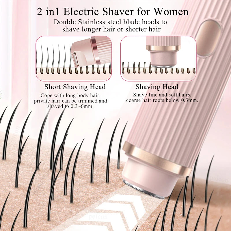 Electric Razor for Woman Bikini Trimmer Body Epilator Women Electric Shaver for Private Area Underarm Legs Facial Hair Removal