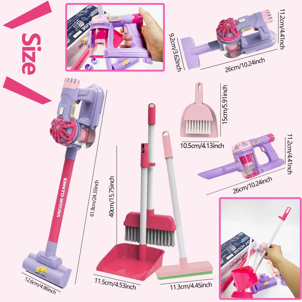 Kids Simulation Electric Vacuum Cleaner Cleaning Set for Toddlers Role Play Housekeeping Educational Toys Girl Boy Gifts