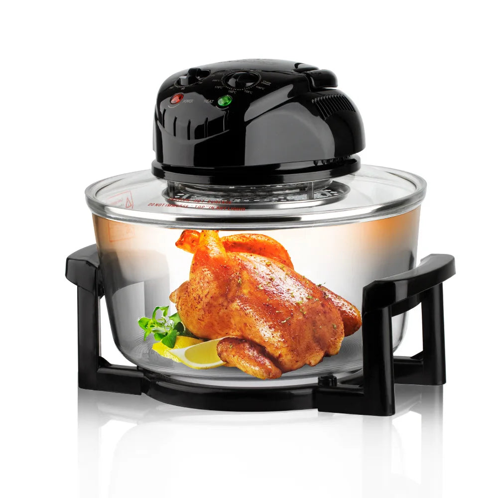 Multifunctional Cooker Tabletop Glass Air Fryer Electric Wave Turbine Convection Oven 12L Household Halogen Oven