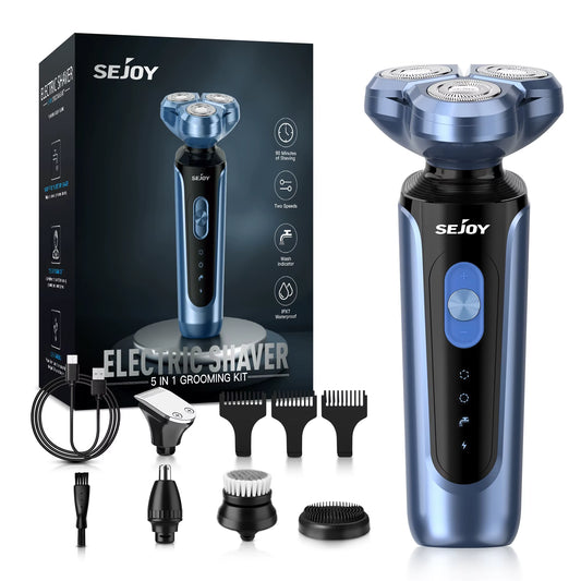 Rotary Electric Shaver Kit Rechargeable Multi-Function Beard Shaving Nose Hair Trimmer Three-Head Floating Razor