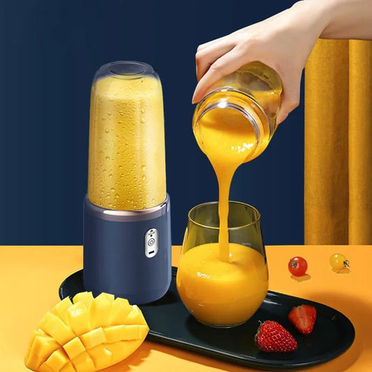 Portable electric juicer, multifunctional dual cup juicer, fruit blender, milkshake, USB rechargeable blender, smoothie maker
