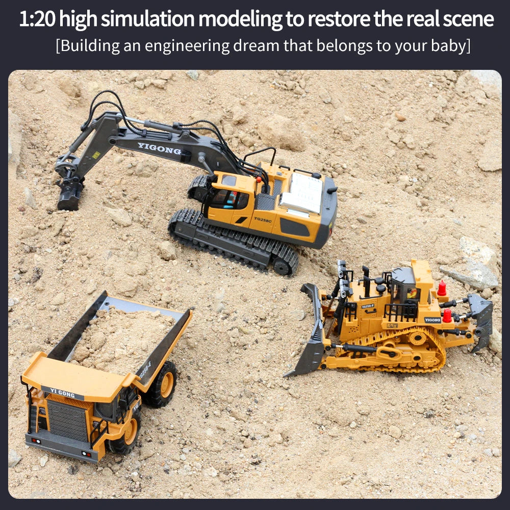 RC Excavator RC CRA Children Toys Remote Control Excavator Toys Kids Radio Control Dump Truck Bulldozer Electric Car Toys Gift