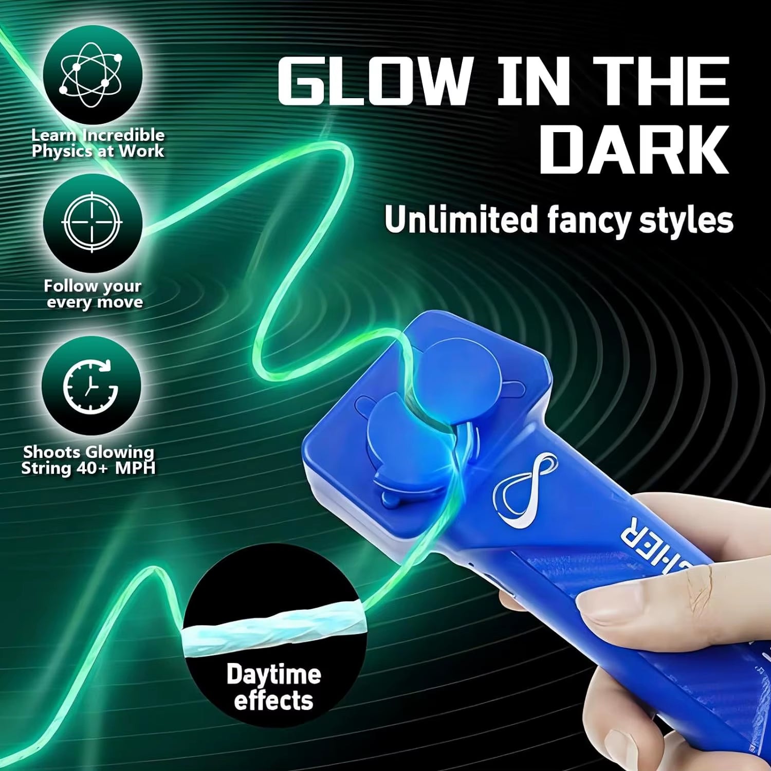 String Toy Glow in the Dark, Electric Rope Fidget Toys, Handheld Cool Toys, Party Favors, Birthday Gifts for Kids Adults