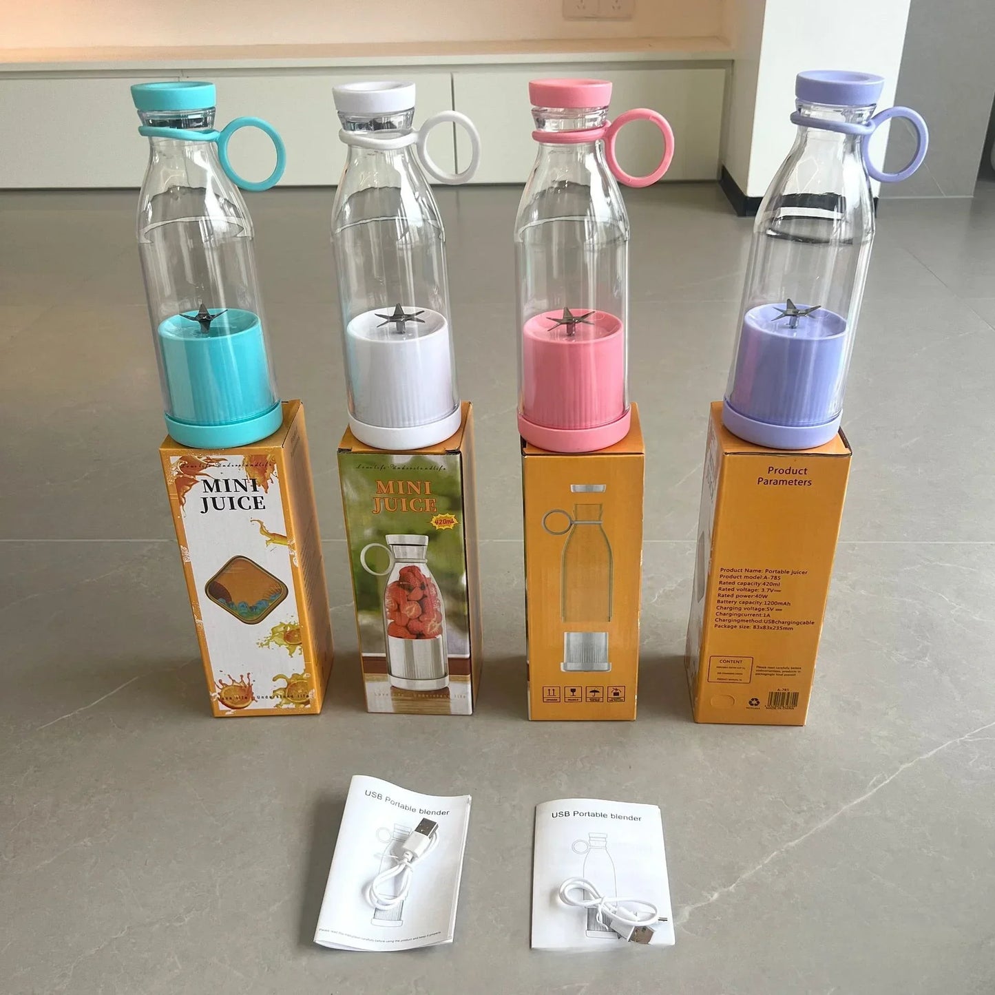 1pc 420ml Personal Size Blender, Portable Blender, Battery Operated USB Blender, Smoothies  Blender Bottle  Portable Juicer