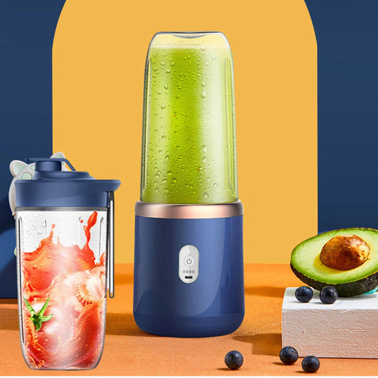 1pc Portable Small Electric Juicer Blue/Pink Stainless Steel Blade Cup Juicer Fruit Automatic Smoothie Blender Kitchen Tool