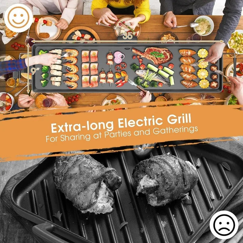 35’’ Electric Griddle, Extra Large Nonstick Cooking Flat Top Griddle, 5-Level Adjustable Temperature, Oil Drip Tray & Cool-touch