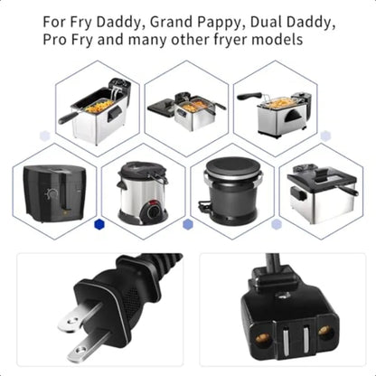 Deep Fryer Cord 09982 86591 for Presto Electric Turkey deep fryersStainl Steel fryers Magnetic Power Cable Replacment 120V15A