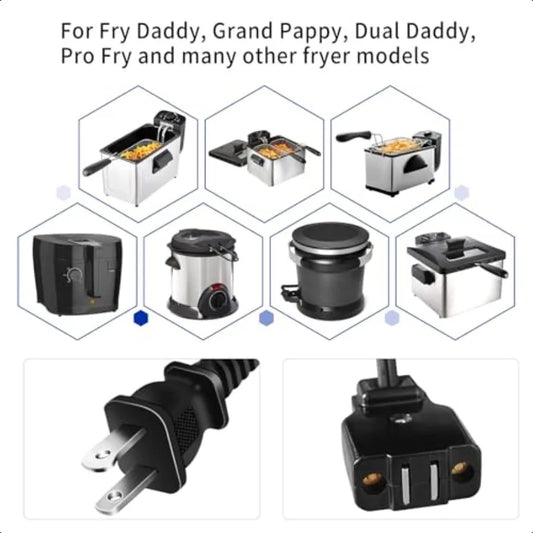 Deep Fryer Cord 09982 86591 for Presto Electric Turkey deep fryersStainl Steel fryers Magnetic Power Cable Replacment 120V15A