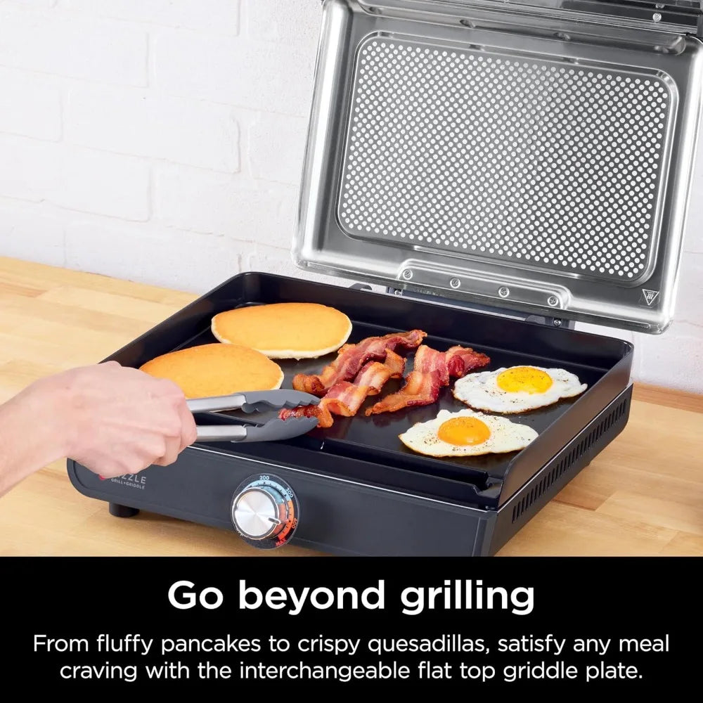 14'' Electric Griddle and Indoor Grill Nonstick Surface for Even Cooking Up to 500F Dishwasher Safe for Steak Burgers Salmon