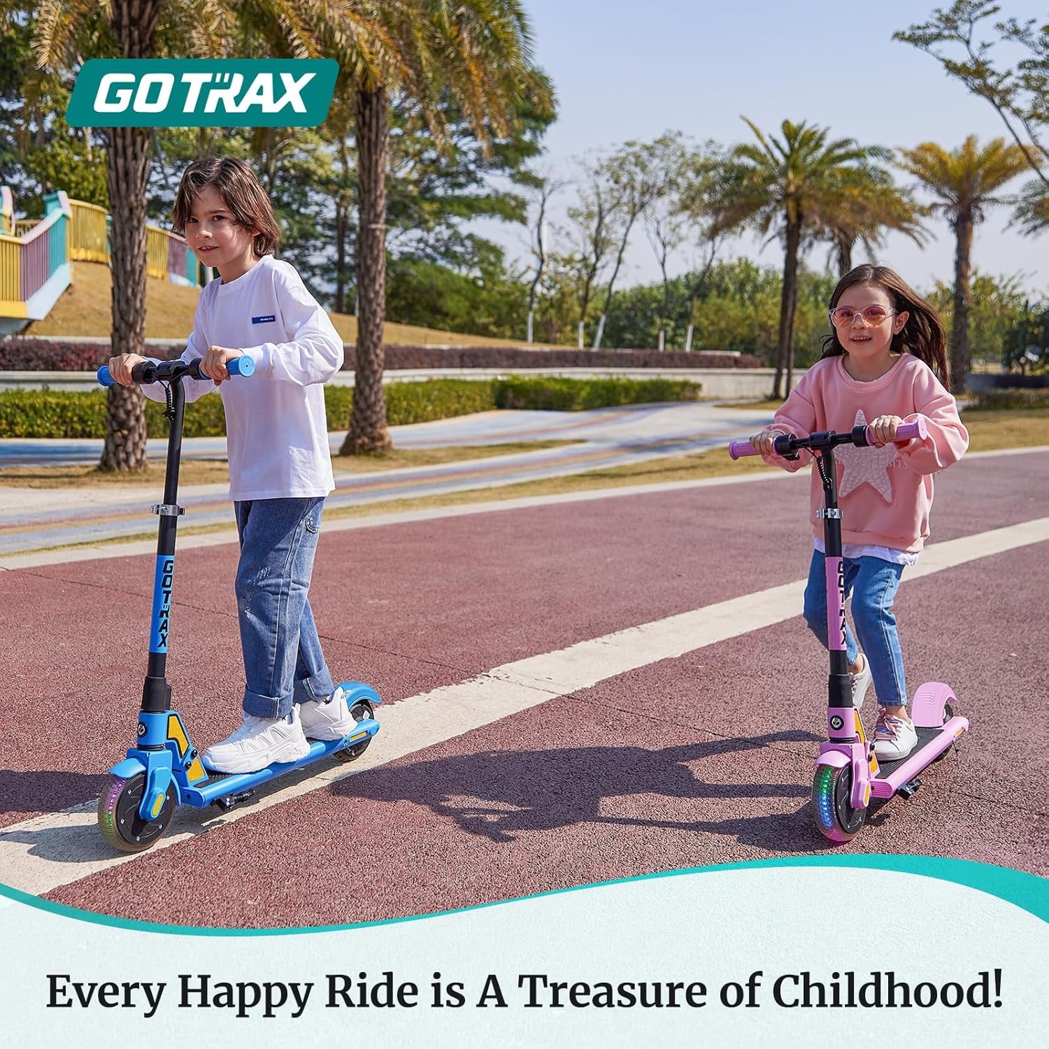 GKS Lumios Electric Scooter for Kids 6-12, Thumb-Button Control, 150W Motor and 6" LED Front Wheel Kick Scooter, up to 6.25 Miles and 7.5Mph, UL Certified Kids Electric Scooter