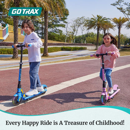 GKS Lumios Electric Scooter for Kids 6-12, Thumb-Button Control, 150W Motor and 6" LED Front Wheel Kick Scooter, up to 6.25 Miles and 7.5Mph, UL Certified Kids Electric Scooter
