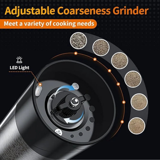 4Pack Electric Salt and Pepper Grinder Set USB Rechargeable with Warm LED Light, Adjustable Coarseness Large Capacity - Hot Sale