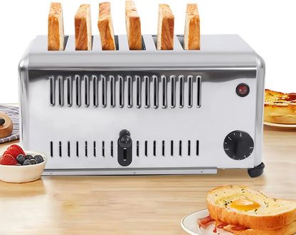 1680W Commercial Toaster Bread Cake Baking Machine 6 Slices 0.6 Inch Slot Electric Countertop Belt Machinefor Restaurant Home Br