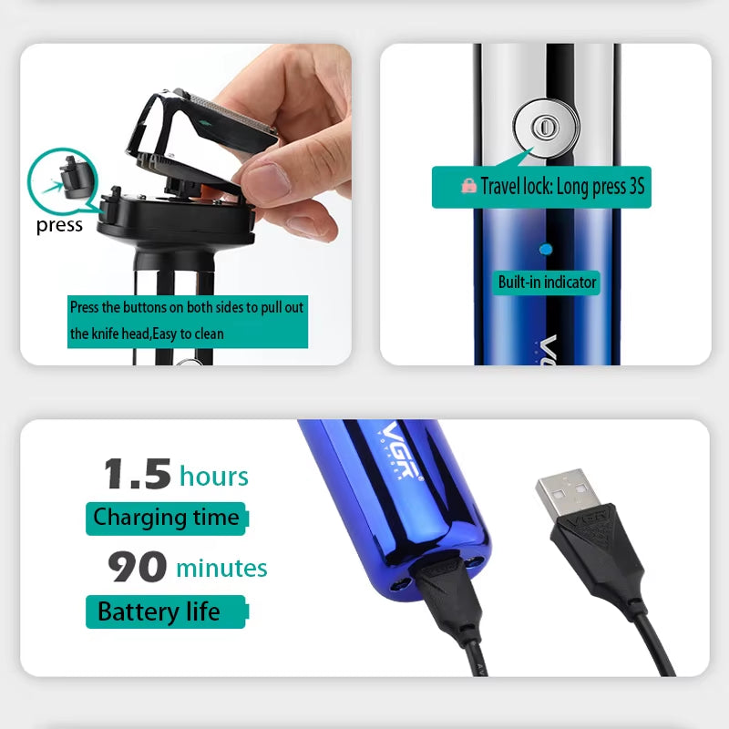 Grooming Kit Electric Shaver for Men Rechargeable Face Electric Razor Bald Body Eyebrow Beard Hair Trimmer Shaving