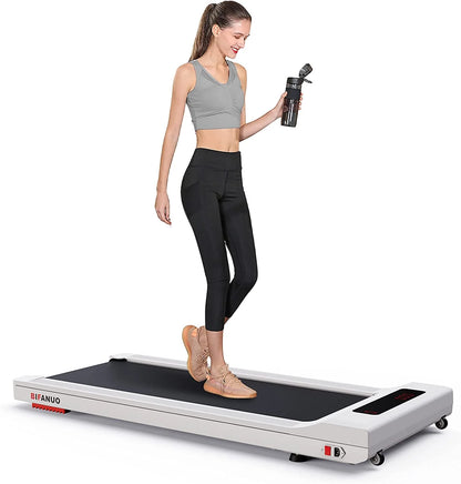under Desk Treadmill, Walking Pad 2.25HP, Walking Treadmill with 265Lbs Weight Capacity, for Office under Desk with Remote Control, Walking Jogging Machine for Home/Office Use(White