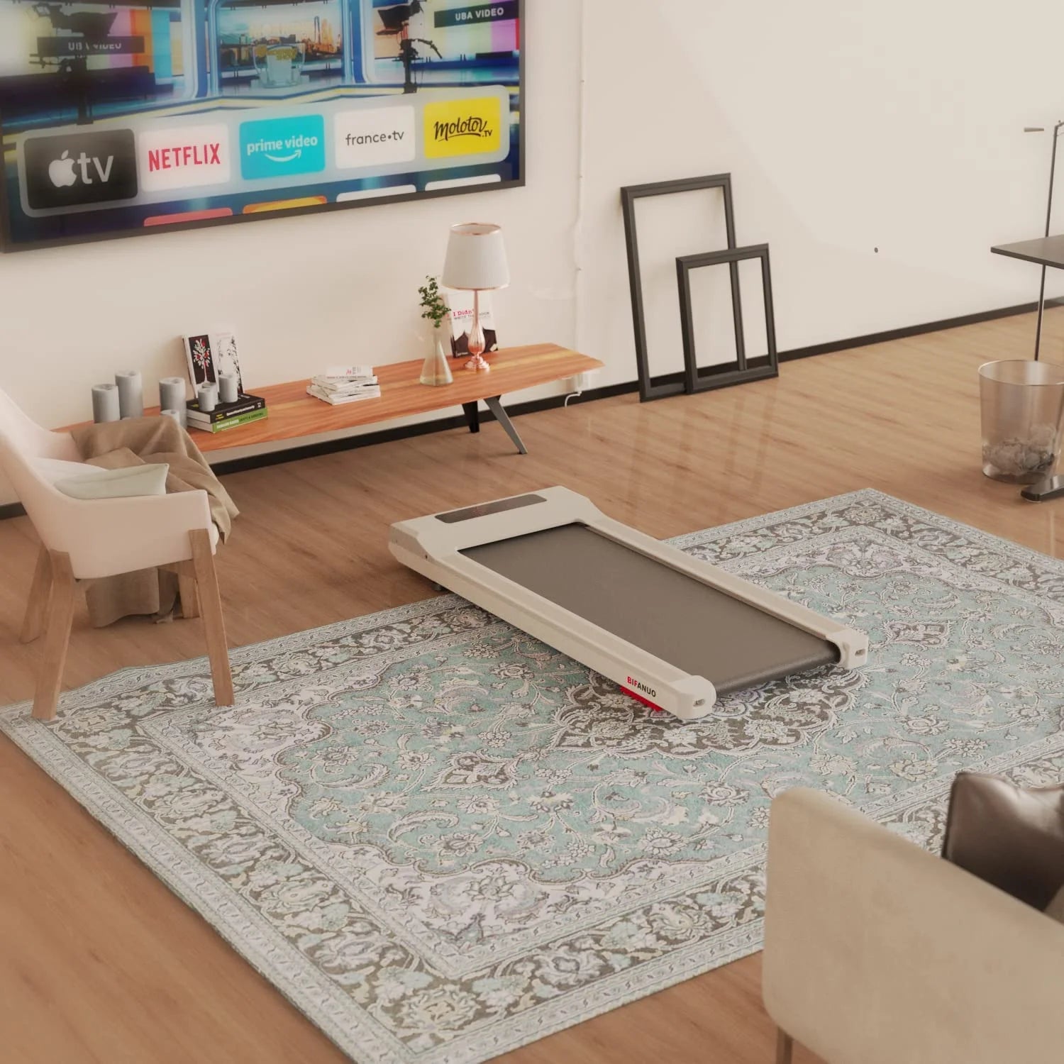 under Desk Treadmill, Walking Pad 2.25HP, Walking Treadmill with 265Lbs Weight Capacity, for Office under Desk with Remote Control, Walking Jogging Machine for Home/Office Use(White