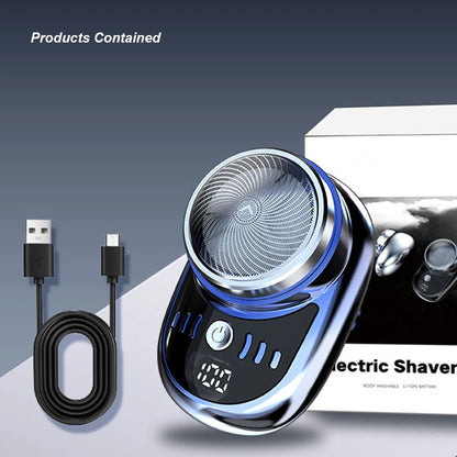 Men Mini Electric Travel Shaver with Digital Display Face Beard Trimmer Washable Rechargeable Shaver Pocket Size Portable Shaver