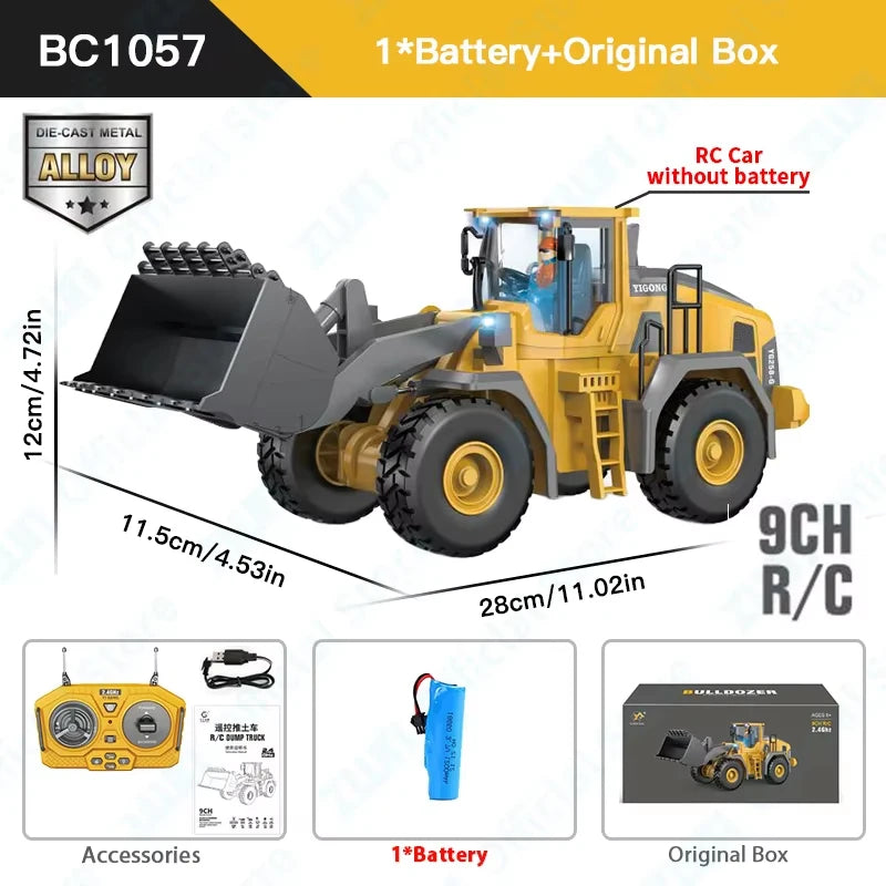2.4G Remote Control Excavator Dump Truck RC Model Car Toy Professional Alloy Plastic Simulation Construction Vehicle for Kid