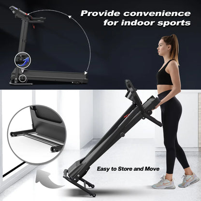 Home Folding Treadmill Portable Electric Fitness Equipment Pulse Sensor Curve Design Home Exercise Maximum 120kg