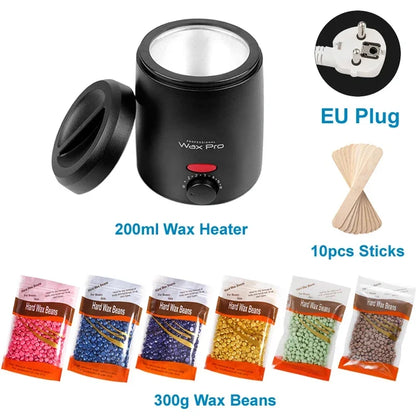 Wax Heater Machine for Hair Removal Wax Melting Pot with Wax Beans Kit 200Ml Depilation Paraffin Waxing Warmer Dipping Pot