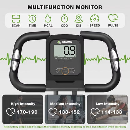 Exercise Bike, 5 in 1 Foldable Stationary Bike for Seniors, 8-Level Adjustable Magentic Resistance, Indoor Recumbent Bike