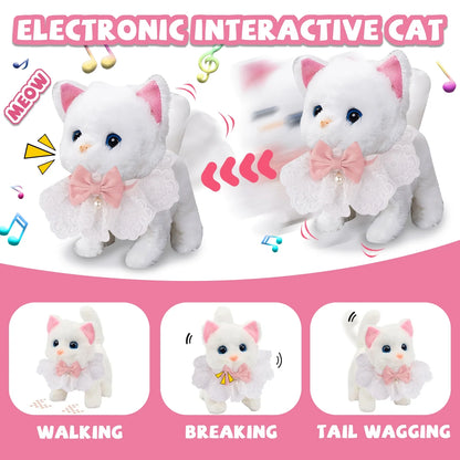 Plush Cat Toy, Walking Interactive Cat, Christmas Birthday Gift for Toddlers Kids