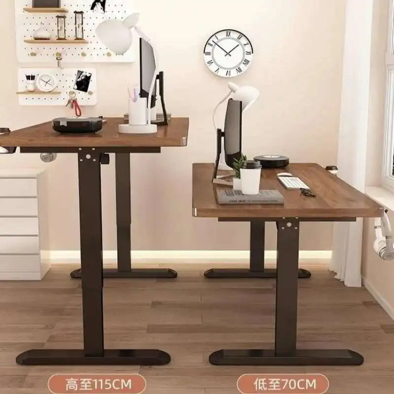 Solid Wood Electric Lifting Table, Intelligent Computer Table, Home Study Desk, Office Desk, Gaming Table, Bedroom Workbench