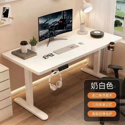 Solid Wood Electric Lifting Table, Intelligent Computer Table, Home Study Desk, Office Desk, Gaming Table, Bedroom Workbench
