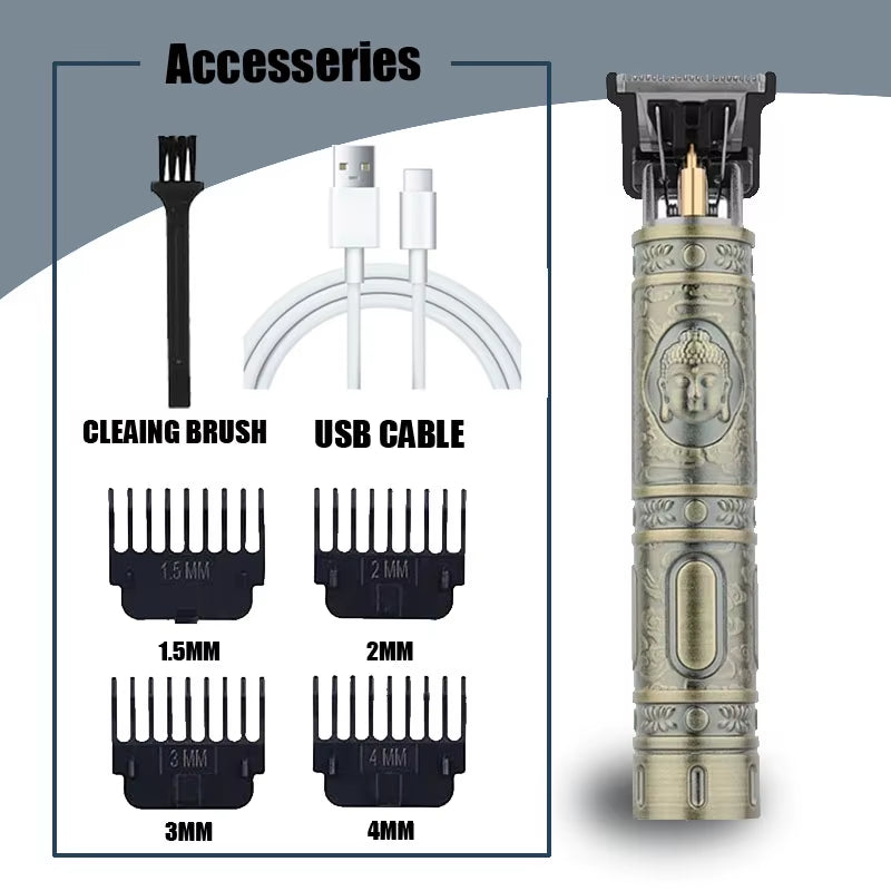 T9 Electric Hair Clipper for Men Professional Barber Shaver Beard Trimmer Body Hair Cutting Machine for Men Dragon Buddha Design