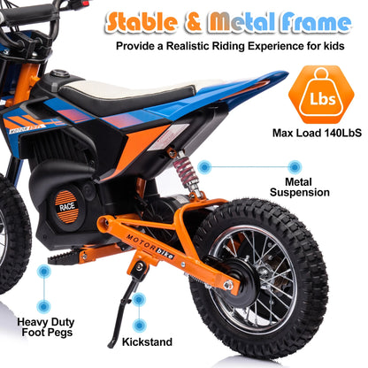 24V Electric Dirt Bike, 250W Electric Motorcycle Ride on Toys, Battery Powered Motorcycle Electric Car, up to 13.7 MPH for Kids Ages 13+ Blue