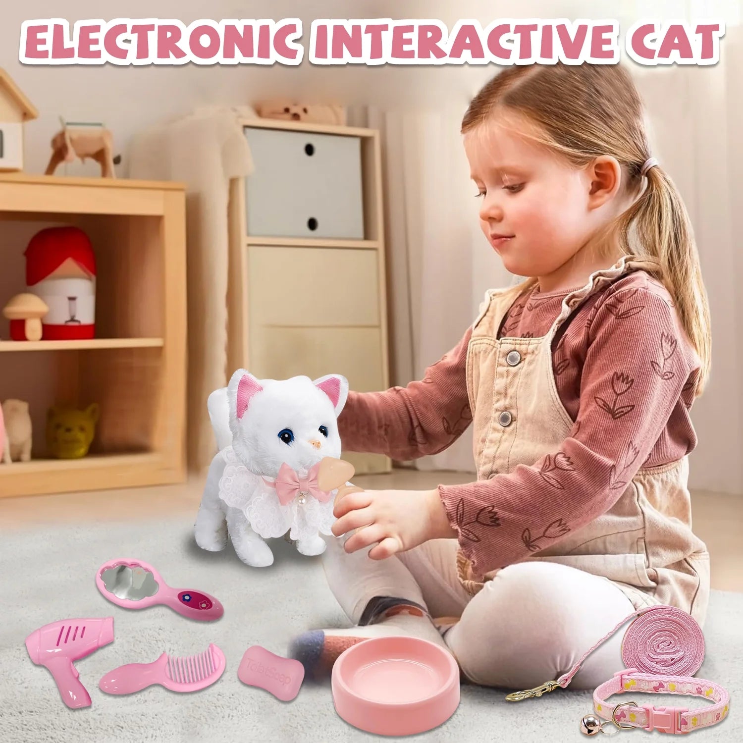 Plush Cat Toy, Walking Interactive Cat, Christmas Birthday Gift for Toddlers Kids
