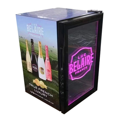 Suokang 21L Mini Small Portable Refrigerator For Home Bar Use Quiet Electric Compressor With LED Light Glass Door For Hotels