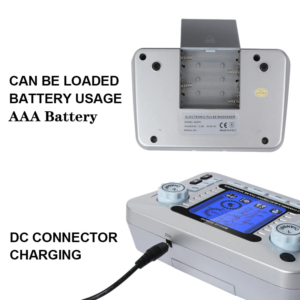 12 Modes Digital Electric Pulse Massager Tens EMS Muscle Stimulator Therapy Machine Body Massage Pain Relief Tool Health Care