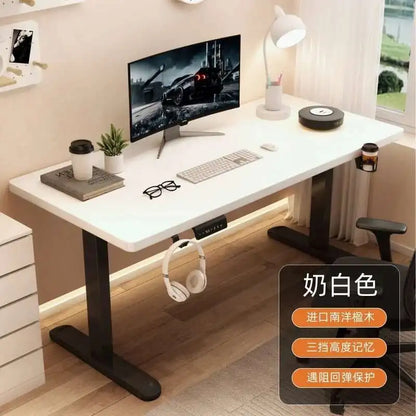 Solid Wood Electric Lifting Table, Intelligent Computer Table, Home Study Desk, Office Desk, Gaming Table, Bedroom Workbench