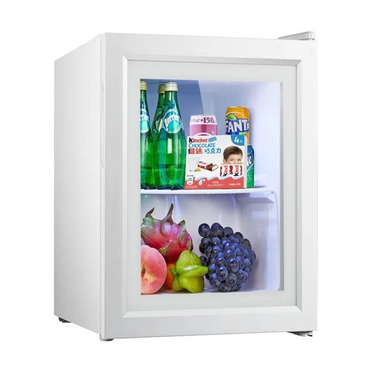 Suokang 21L Mini Small Portable Refrigerator For Home Bar Use Quiet Electric Compressor With LED Light Glass Door For Hotels