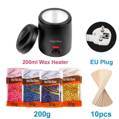 Wax Heater Machine for Hair Removal Wax Melting Pot with Wax Beans Kit 200Ml Depilation Paraffin Waxing Warmer Dipping Pot