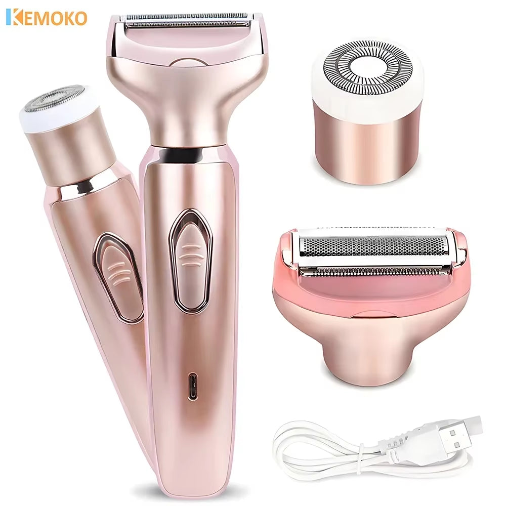 2 in 1 Portable Electric Haircut Trimmer Epilator Woman Facial Intimate Area for Body Hair Removal Sex Shaver Bikini Pubic Rosor