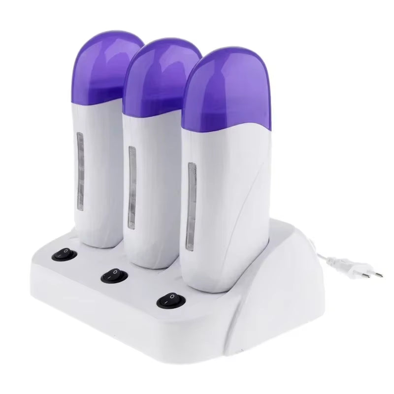 Depilatory Heater with Base Roll on Wax Heater Warmer Refillable Wax Cartridge Hair Removal Wax-Melt Machine Skin Care Tool