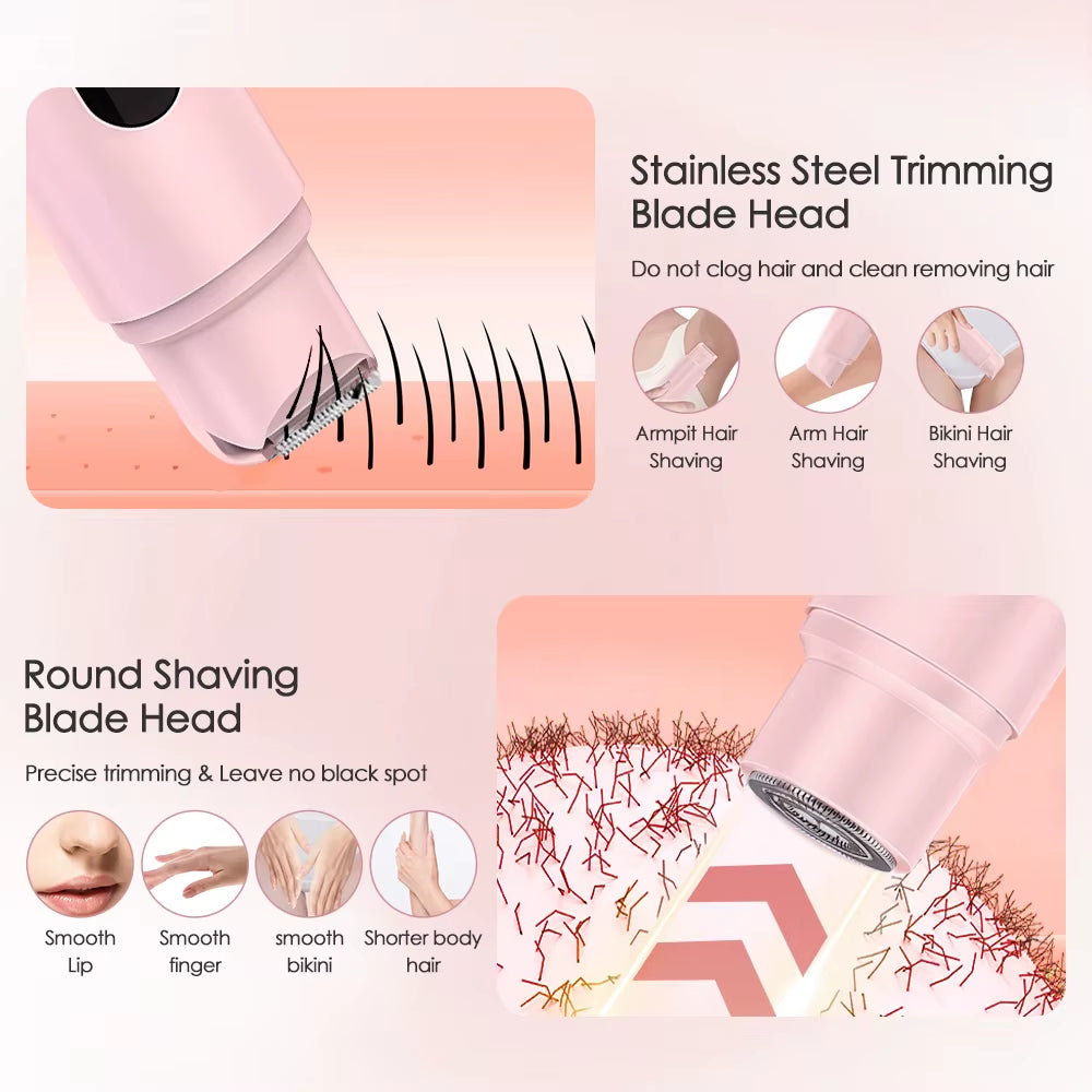 Electric Shaver for Women IPX7 Waterproof Wet Dry Bikini Hair Trimmer 2 in 1 Double Head Detachable Razor Safe 360° Quick Trim