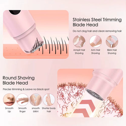 Electric Shaver for Women IPX7 Waterproof Wet Dry Bikini Hair Trimmer 2 in 1 Double Head Detachable Razor Safe 360° Quick Trim