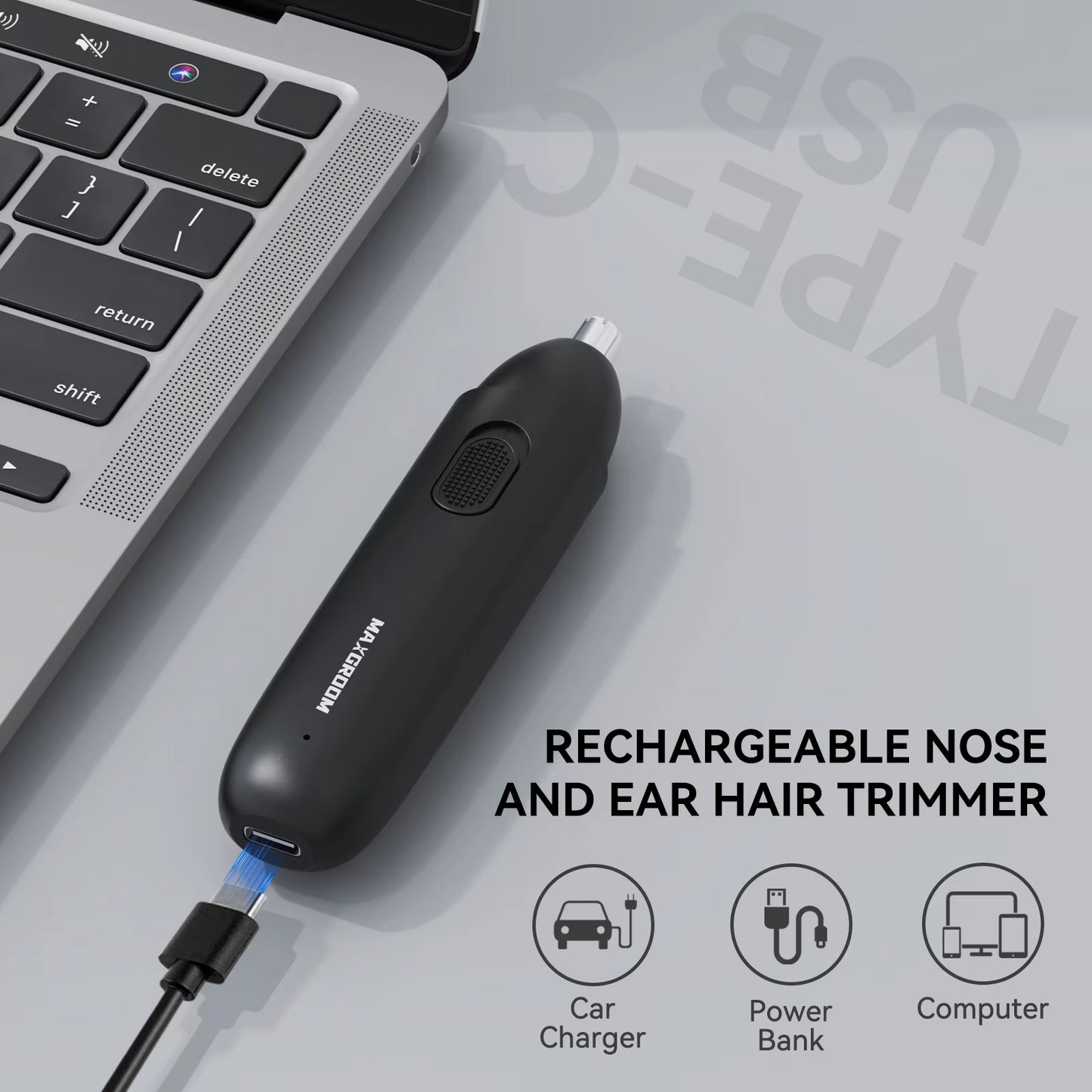 Nose Hair Trimmer for Men Rechargeable 360 Rotating Dual-Blade Electric Shaver Eyebrows Nose Hair Trimmer Painless Safe