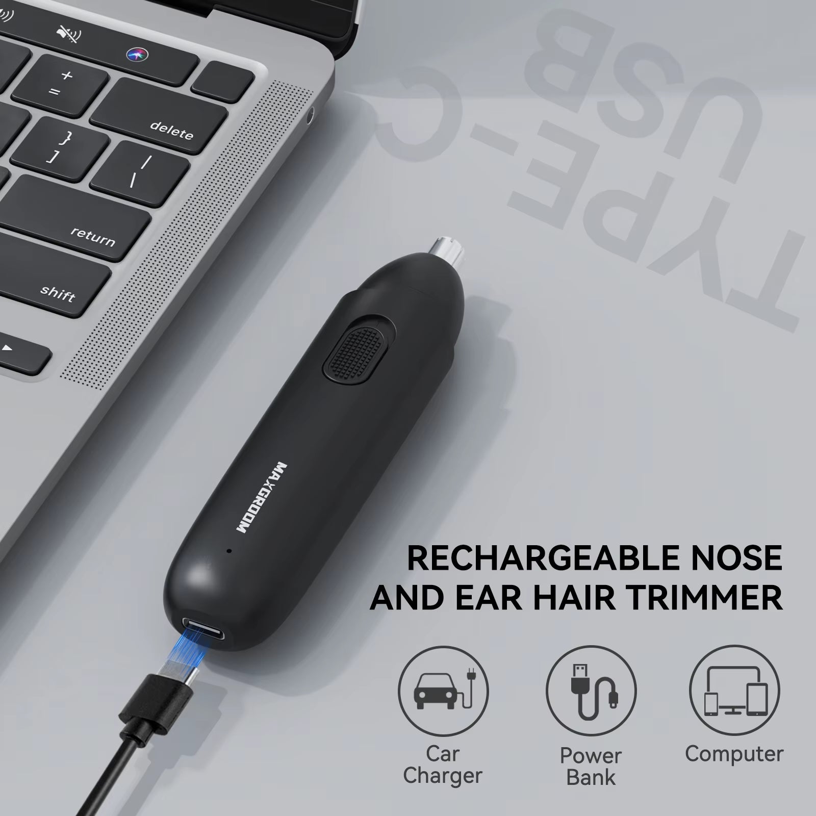 Nose Hair Trimmer for Men Rechargeable 360 Rotating Dual-Blade Electric Shaver Eyebrows Nose Hair Trimmer Painless Safe