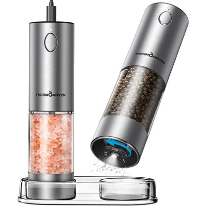 110ml Larger Rechargeable Automatic Salt and Pepper Mill Grinder with 6 Adjustable Coarsen