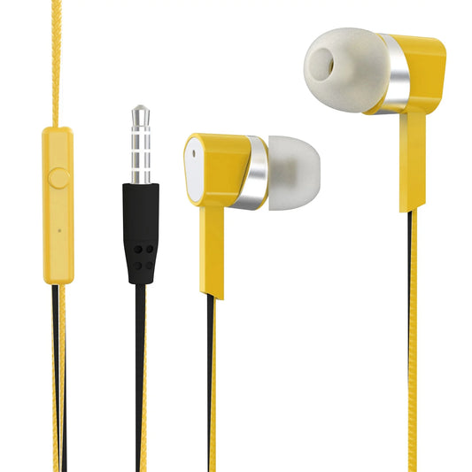 Plug in Ear Buds in Ear Headphones with Mic 3.5Mm Wired Headphones for Ios and Android Smartphones Laptops Mp3 Gaming Walkman Earphones for Kids over Ear with a Mike Yellow One Size